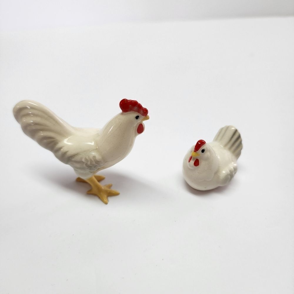 Vintage Hagen Renaker Miniature Rooster and Hen